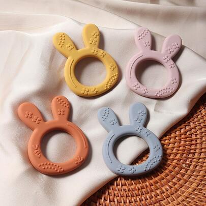 Baby Silicone Teething Stick, Cute Rabbit Teether, Infant Anti-Bite Easy Grip Teething Toy