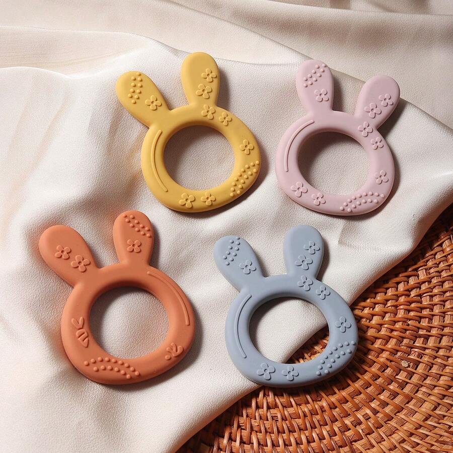 Baby Silicone Teething Stick, Cute Rabbit Teether, Infant Anti-Bite Easy Grip Teething Toy - Multicolor - View 1