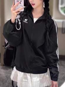 CAMEL CROWN 全地形防风夹克，复古立领外套，女士春季运动防水外套 - 幻影黑 - 查看 2