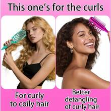 Curly Hair Brush Curl Defining Brush - Wide-Teeth Design For Voluminous Waves Reduces Pulling Effortless Combing Shaping And Styling Wet/Dry Hair Use Women And Men Red And Green - 紅綠 - 查看 4