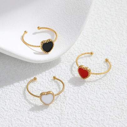 1/3 piezas Anillo colgante con forma de corazón de acero inoxidable, disponible en colores dorado, rojo, blanco y negro, joyería de moda para mujeres