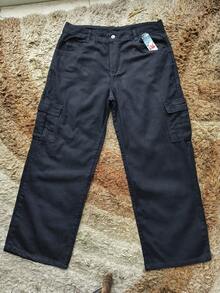 Plus Size Women's Wide Leg High Waist Cargo Jeans - 黑色 - 查看 5