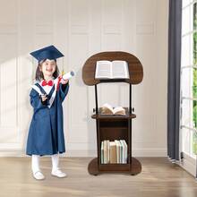 Presentation Stand Mobile Height Adjustable Church Classroom Lecture Portable UK - Brown - View 2