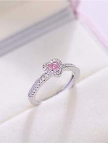 CVNANA 1pc Sweet Heart Cubic Zirconia Silver Ring Jewelry Gift For Women No Box - Nhiều màu - Xem 2