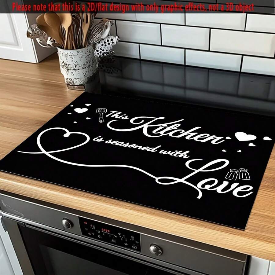 (Hot Selling!!) 1pc 2D Flat Stove Protector Mat And Heat Resistant Non-Slip Rubber Stove Pad Suitable For Induction Cooktop, Glass Stove And Multi-Purpose Scratch-Resistant Mat, Best Choice For Oven, Washing Machine, Dryer And Kitchen Decor.