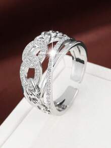 1 Piece Niche Design Shiny Multi-Layer Ring, Luxury Delicate Open Ring, Influencer Same Style Commuting Finger Jewelry - Ring - View 2
