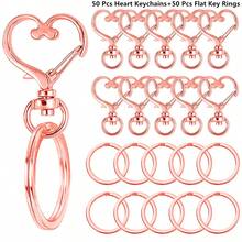 10/20/40/60/100pcs Heart-Shaped Rotating Spring Hooks With Keychain, Metal Spring Clasp Colorful Heart-Shaped Key Chain Clips, Lobster Clasp Detachable Keyring For Key Chains, Decorations, Jewelry, DIY Crafts - Heart-shaped Keychain Flat Ring - View 20