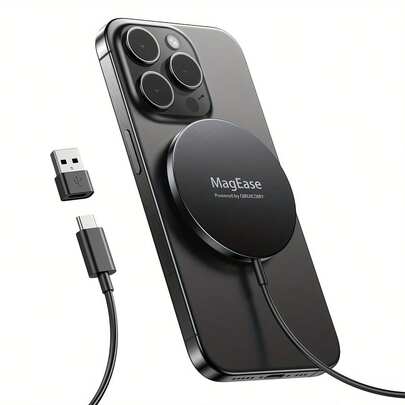 Magnetic Wireless Charger, 15W Wireless Charger Magnetically Compatible With IPhone 16 15 14 13 12 Series And 3/2/Pro, Charging Pad With USB-C Cable And USB-A Converter