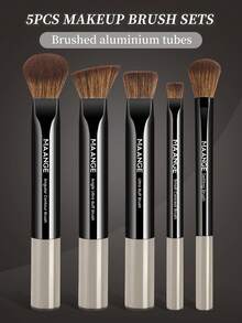 MAANGE 5/7/12件套专业双头化妆刷套装，包含斜角粉底刷、轮廓刷、腮红刷、散粉刷、眼影刷、眼线刷、眉刷、遮瑕刷、高光刷和晕染刷。刷毛柔软，便携旅行套装，送给女性和女孩的礼物，赠品，专业化妆刷，全套化妆工具 - 彩色 - 查看 4