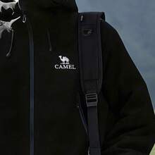 CAMEL CROWN 男士户外夹克，防风防水硬壳工装夹克，适合春秋季节，户外防水徒步服装 - 幻影黑 - 查看 3