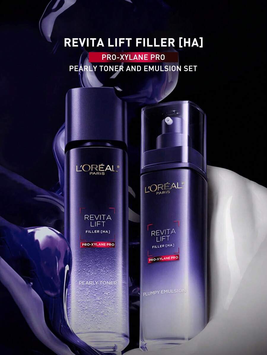 L’Oreal Paris Revita Lift Filler [HA] Pro-Xylane Pro Skincare Set, Trial Size/Full Size 65+50ml/130+110ml, Suitable For All Skin Types, Instantly Hydrates And Softens Skin, Radiant Glow, Moisturizing And Non-Greasy Formula, Easy Absorption, Reduces Fine Lines, All-Day Hydration, Restores Skin Elasticity, Stabilizes Skin Barrier, Ideal For Daily Skincare, Perfect Choice For Anti-Aging Enthusiasts Seeking Effective Wrinkle Reduction And Youthful Radiance