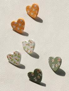 3 Pairs/Set Cute Rabbit, Carrot, Easter Egg, Heart Acrylic Stud Earrings Set, Holiday Party Gift For Women - Multicolor - View 2