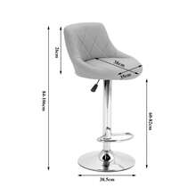 Set Of 3 Modern Bar Stools | Leatherette Adjustable Swivel Gas Lift Breakfast Chairs For Kitchen Island, Counter & Home - Grey - View 2