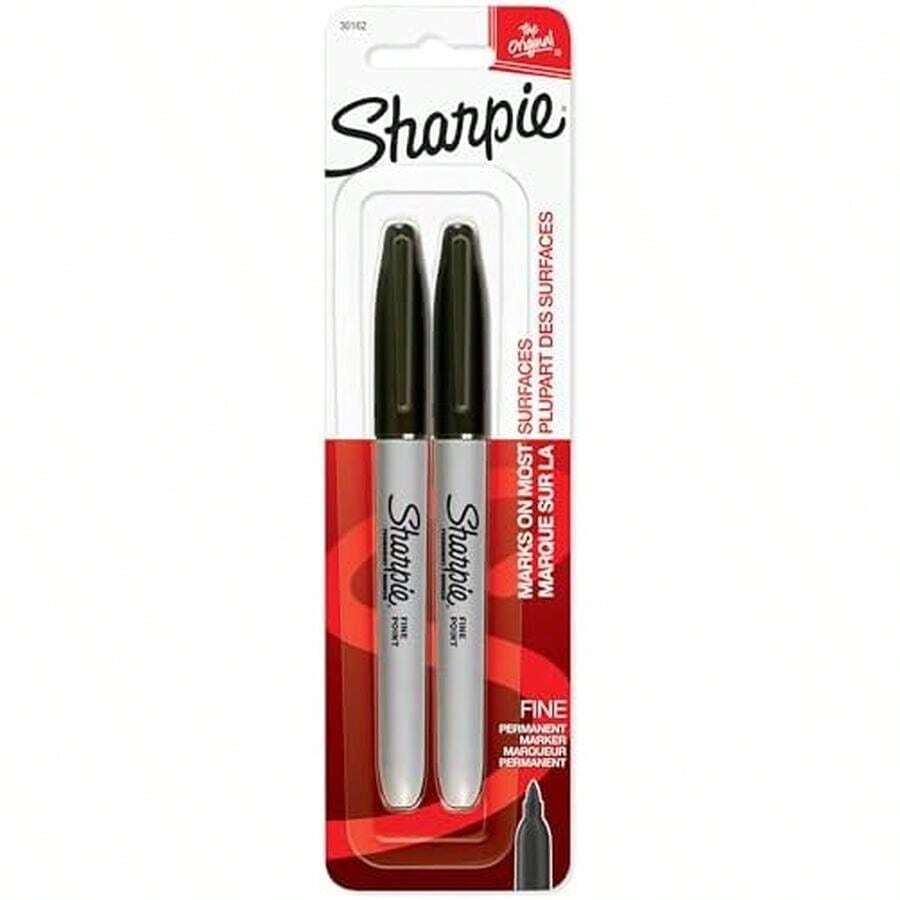 Sharpie 30162PP Permanent Markers, Fine Point, Black, 2 Count - / - View 1