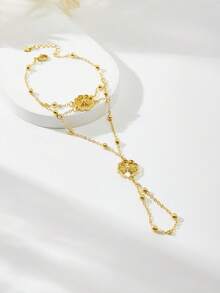 Mgyi 18K镀金时尚高端复古女士手链，适合尼日利亚、迪拜、中东、沙特阿拉伯新娘婚礼佩戴，日常佩戴，周年纪念礼物，万圣节礼物（送给朋友） - PSBL-032 - 查看 1