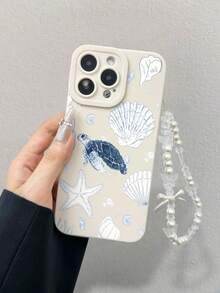 海龟彩绘镂空米色手镯式手机壳，简约创意防震手机壳，兼容 17/17Pro/17ProMax/16/11/16Pro/16Plus/16ProMax/16E/15ProMax/13/14/12/XS/XR/7G/8P，Galaxy S25/S25Plus/S25Ultra/A16/A36/A26/A56/A50/A12/A32 S26 S26Plus - 彩色 - 查看 2