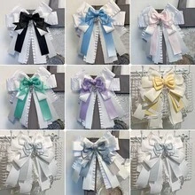 1件法式浪漫装饰胸针蝴蝶结吊坠，7种颜色可选，多层丝带手工DIY成品，适合动漫迷、偶像粉丝、御宅族、洛丽塔时尚爱好者、卡通、动漫、游戏角色扮演配饰、背包、包包装饰。 - A - 查看 10