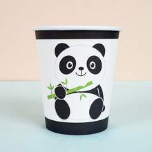 9盎司可爱熊猫一次性纸杯 - 卡通动物派对杯，适合10/25位客人 | 生日、野餐、露营、新娘送礼会礼物 - 彩色 - 查看 5