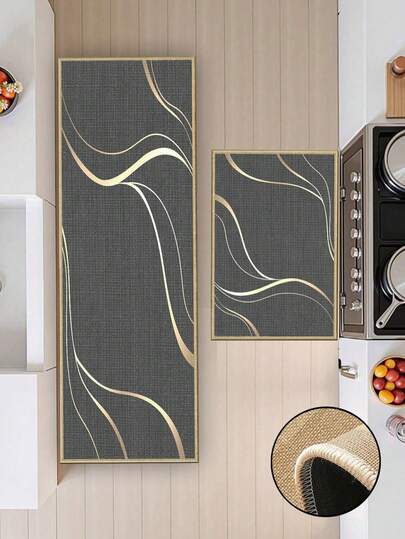 Thảm bếp bằng vải lanh dày 3.5mm, kiểu dáng tối giản sang trọng, thấm hút tốt với lớp lót cao su, viền chắc chắn chống bong tróc, thích hợp cho nhà bếp, phòng tắm, phòng giặt, hành lang, phòng khách và nhiều nơi khác.
