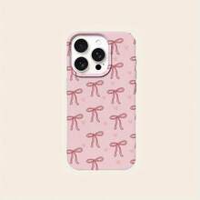 Pink Litchi Texture Bowknot Pattern Phone Case - Pink - View 3
