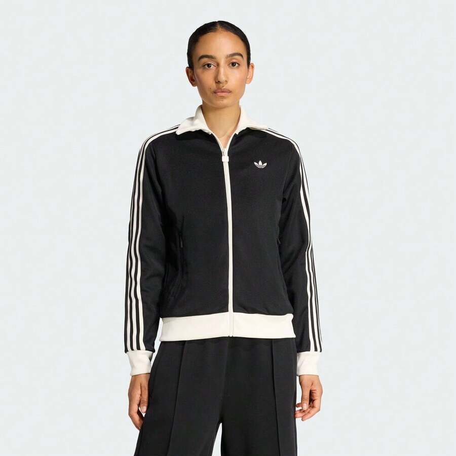 Adidas Originals Women's CLASSIC TT Jacket Knit Hooded Cardigan KD7969 - Black - View 1