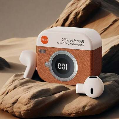 NEW SENYANG Nuevos auriculares inalámbricos verdaderos con cámara de dibujos animados y música, semi-intrauriculares, para parejas, mini auriculares deportivos, estéreo 9D Hi-Fi de alta definición, estéreo Dolby, auriculares de cuero adecuados para el sistema Android, compatibles con teléfonos de música inteligentes