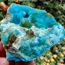 1件天然绿松石和蓝色文石矿物标本 - 天然矿物晶簇，带有绿松石和棕色节理，以及菱锌矿、葡萄状晶体和石英晶体。是圣诞节或节假日的绝佳礼物。 - 彩色 - 查看 6