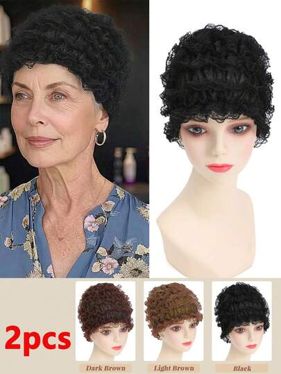 Lace Trim Stylish Headscarf, Elastic Cap To Cover White Hair, Suitable For Middle-Aged And Elderly Women, All Seasons