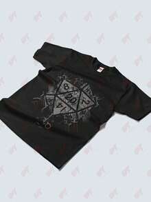 D20 T-Shirt 20 Sided Die Tabletop Rpg Gamer Casual Convention - Black - View 3