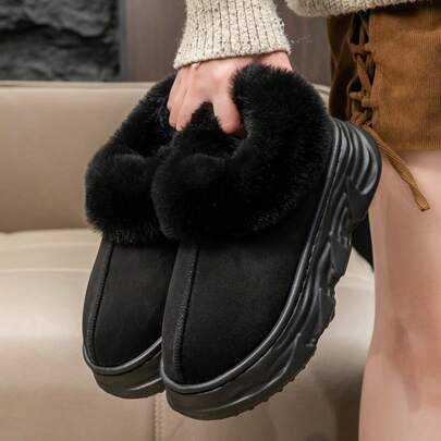 Zuecos de Casa Negros con Pelo Esponjoso: Abrigo Intenso, Confort Total y Diseño Estilizado para Uso Diario