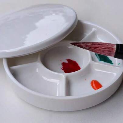 High Quality White Watercolor Palette With Lid, Multiple Compartments For Color Mixing. Available In 2pcs Or 4pcs Sets, Suitable For Artists And Students