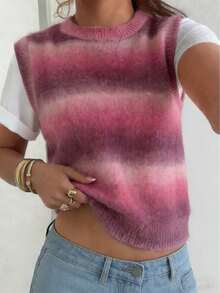 Mejors 女士可爱休闲扎染 Y2K 风宽松短袖针织衫，圆领，日常穿着，春夏秋冬皆宜，适合外出、约会、情人节礼物，度假粉色 - 粉色 - 查看 10