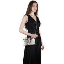 Shiny Metallic Roll-Top PU Leather Clutch Bag - Stylish Evening Party Purse Chain Women Shoulder Handbag For Banquet Wedding - 蛇皮 - 查看 5