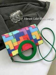 Ladies Composite Fabric Flowers And Leaves Contrast Color Pleated Shoulder Straps Bow Accessories Summer Travel Vacation Shoulder Underarm Bag, Fashionable Bow Purse For Women - 彩色 - 查看 6