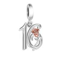 1pc Elegant 925 Sterling Silver Number 16 Pendant, Suitable As Birthday Gift For Men And Women - Silver - View 5
