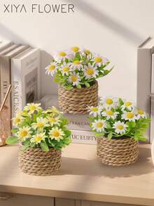 1/2/3 chậu cây giả hình hoa cúc La Mã bằng mây, cỏ giả, cỏ biển, 3 loại cây giả hình dạng khác nhau, trang trí nhà cửa, vật trang trí sân vườn, cây xanh, quà tặng ngày Valentine, trang trí lễ Phục Sinh, trang trí bàn làm việc, mùa cưới, điểm nhấn nhà cửa. - Nhiều màu-F - Xem 8
