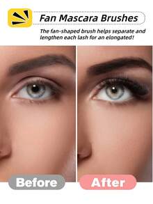 折叠式斜角扇形睫毛刷，2026升级版睫毛膏扇形刷，斜角扇形睫毛刷，不结块，纤长睫毛化妆工具 - 黑色 - 查看 2
