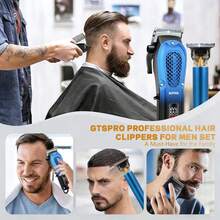 BLUTOOL Take Care Of Everything!4PCS Men'S Electric Hairdresser Set, Electric Hair Clipper + Electric Shaver + Electric Nose Hair Trimmer + Fine Trimmer. Haircut, Shave, Sculpt. Household Car Travel Carry Use Perfect Gift For Dad, Husband, Boyfriend (Father's Day/Birthday) - Royal Blue - View 2