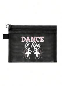舞蹈主题网眼化妆包，便携式收纳袋，印有“Dance”字样和创意舞者图案，可用作化妆包、护肤包、旅行必备品、宿舍用品、送给女性、舞者、新娘、母亲、生日礼物、舞蹈老师、女孩的礼物、浴室收纳包、唇彩和化妆品收纳包、圣诞节、复活节礼物 - 彩色 - 查看 21