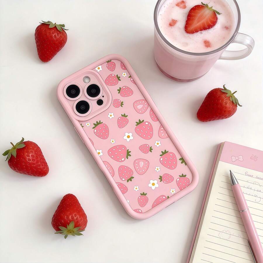 1个创意粉色可爱草莓花朵镂空手机壳，兼容 11/11 Pro Max/12/12 Pro/12 Pro Max/13/13 Pro/13 Pro Max/14/14 Plus/16 Pro Max/17 Pro Max、Galaxy S25 Edge、14C、Moto G系列、C55 - 粉色 - 查看 1