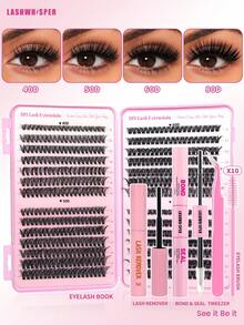 DIY False Eyelashes Set, 560-600pcs Individual Lashes, 40D/50D/60D/80D D-Curl, 9-16mm, Natural Soft & Fluffy, Brush Included, Suitable For Beginners At Home Or Salon Use - Pink - View 12