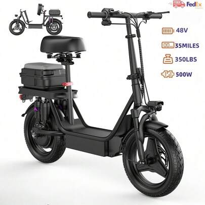 Adult Electric Scooter, 48V15AH Battery, 500W Motor, Top Speed 20 Mph, Maximum Range 35 Miles.