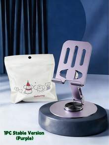 可折叠铝合金金属桌面手机支架，360°旋转可调节，口袋大小，带防滑底座和充电端口，便携式旅行和办公配件，兼容、iPad、Kindle、安卓智能手机和平板电脑，灰紫色 - 彩色 - 查看 19