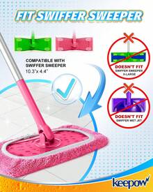 Reusable Wet Pads Refills Compatible With  Sweeper Mop, Dry Sweeping Cloths, Microfiber Wet Mopping Cloths For Hardwood Floor Cleaning, 6 Pack (Mop Is Not Included) - Bộ 4 màu hồng - Xem 2