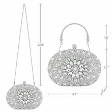 Clutch Purses For Women Formal Rhinestone Evening Bag Sparkly Handbags Wedding Party Cocktail Prom - Embrague plateado - Ver 7