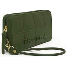 Women's Half-Moon Shoulder Bag Set (Crossbody) + Waterproof Rubberized Wallet - Verde militar - Ver 7
