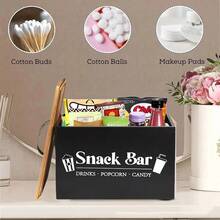 Snack Organizer For Countertop, Wood Pantry Storage Bins With Lid, Snack Organizer For Pantry, Kitchen, Food Container Snack Box, Pantry Organizer For Snacks, , Desk & Drawer Organizer For Home Storage - 黑色 - 查看 2