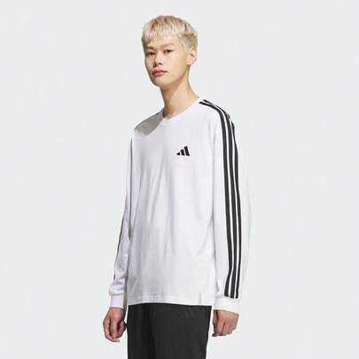 Adidas 男士 ES+ 3S 长袖T恤 针织无领 TKF3731