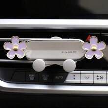 1pc Elegant Flower Car Phone Holder, Exquisite Flower Air Vent Clip Design, Horizontal & Vertical Installation, Auto Lock Stable, Universal Car Navigation Bracket, Fashionable Car Accessory To Add Refined Aesthetics - Iron Ornamental Work - View 14