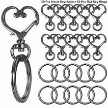 10/20/40/60/100pcs Heart-Shaped Rotating Spring Hooks With Keychain, Metal Spring Clasp Colorful Heart-Shaped Key Chain Clips, Lobster Clasp Detachable Keyring For Key Chains, Decorations, Jewelry, DIY Crafts - Heart-shaped Keychain Flat Ring - View 18